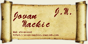 Jovan Mačkić vizit kartica